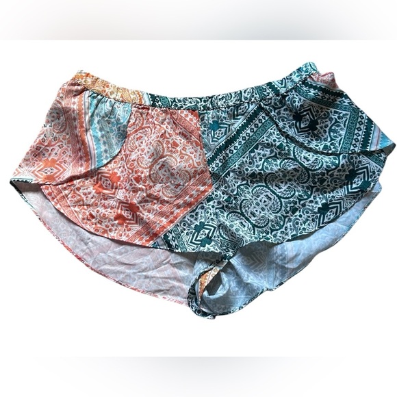 Anthropologie Boho Patchwork Ruffle-Hem Shorts | Size Large summer festival - Picture 1 of 4